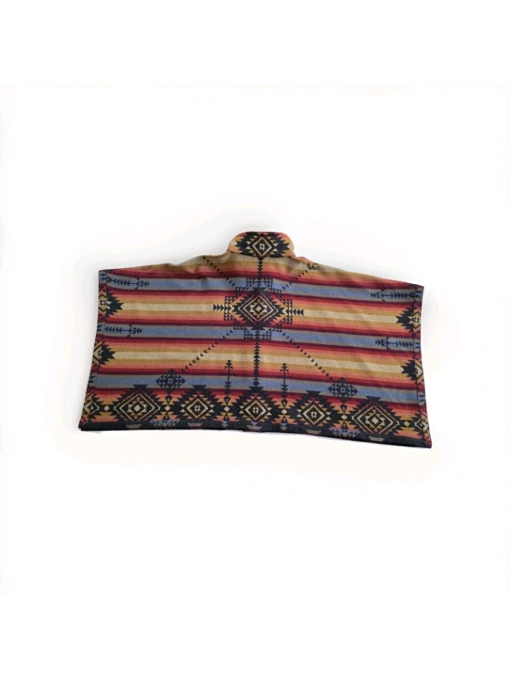Reversible Wool Cape Poncho OS Southwestern Geometric Aztec Button Jacket Button - Picture 13 of 15